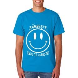 Tricou barbati turquoise, Zambeste, Isus te iubeste!
